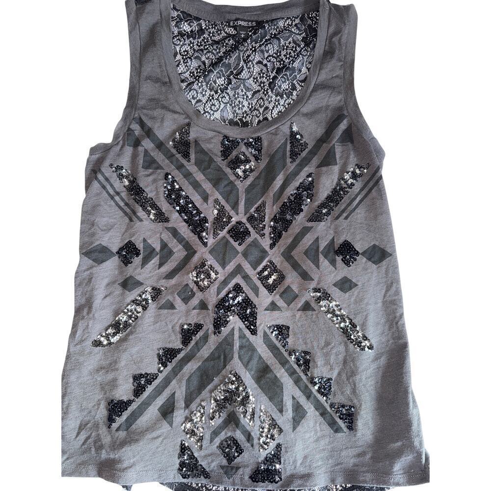 EXPRESS sequin and lace top size s small